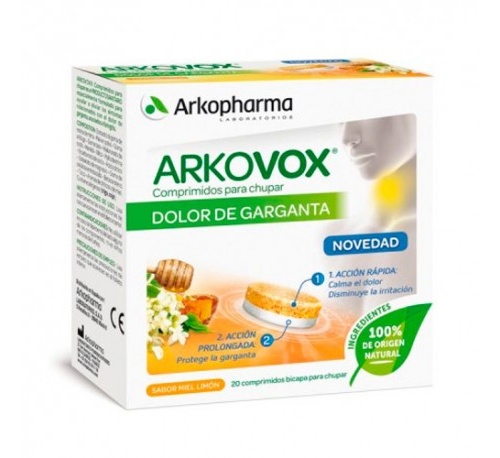 Arkovox dolor de garganta (miel-limon 20 comprimidos para chupar)