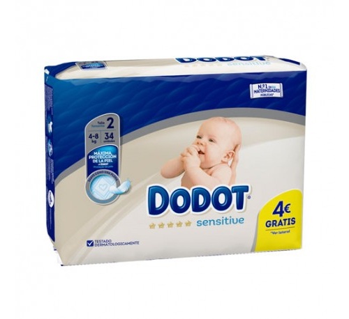 Pañal infantil - dodot protection plus sensitive (t- 2 4- 8 kg 34 u)