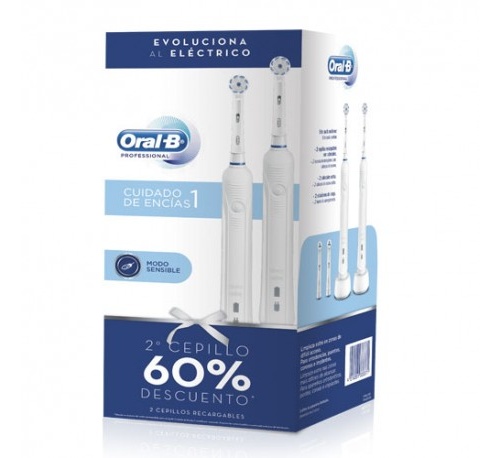 Cepillo dental electrico recargable - oral-b professional1 cuidado de encias (duplo pack ahorro)