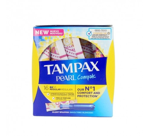 Tampax compak pearl tampon 100%algodon (regular 16 u)