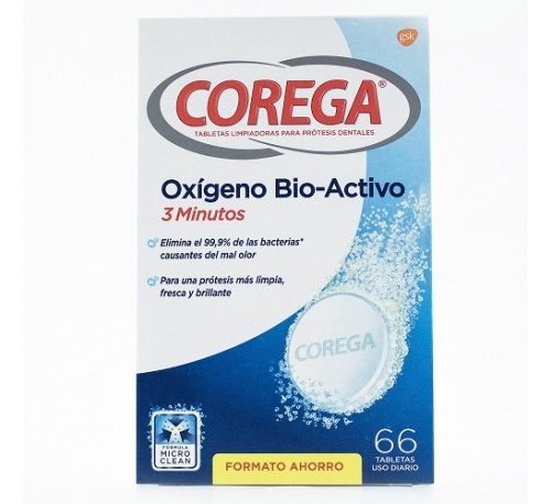 Corega oxigeno bio-activo - limpieza protesis dental (66 tabletas)