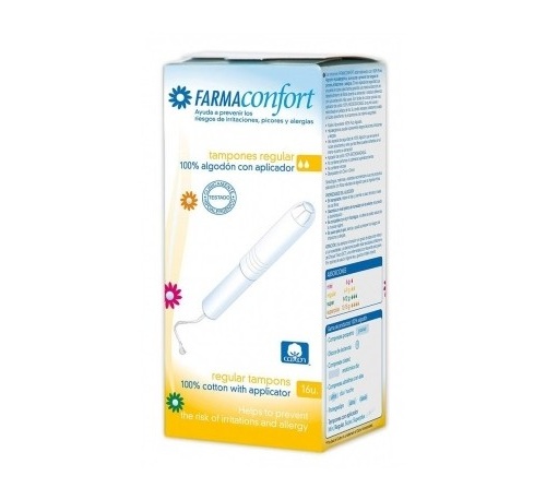 Tampones 100% algodon - farmaconfort con aplicador (regular 16 u)