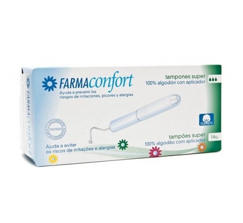 Tampones 100% algodon - farmaconfort con aplicador (super 14 u)