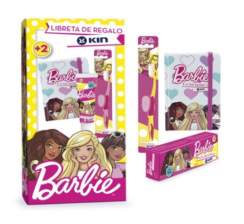 Kin pack barbie cepillo+pasta+libreta