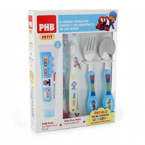 Pack phb petit pocoyo gel dentifrico infantil + cepillo (regalo cubiertos)