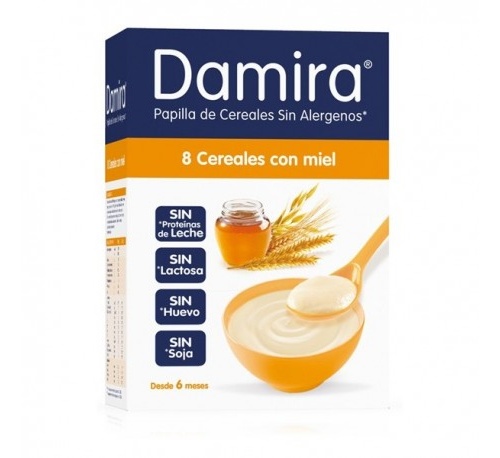 Damira papilla 8 cereales con miel (600 g (300 g 2 envases))