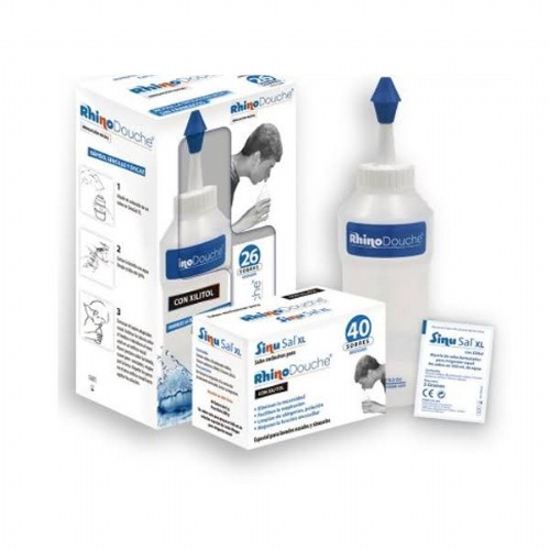 Rhinodouche pack - irrigador nasal + sinusal xl (500 ml + 26 sobres mezcla de sales 5 g)