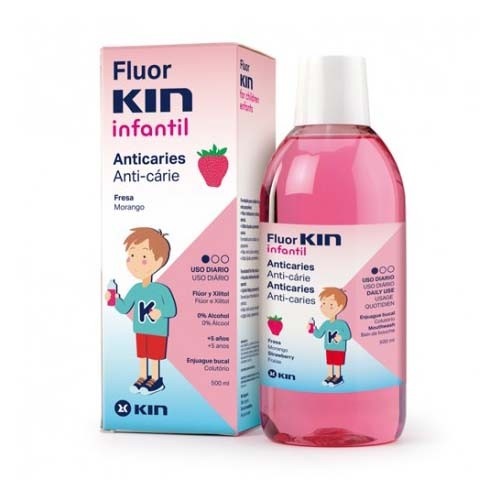 Fluor kin infantil enjuague bucal (1 envase 500 ml fresa)