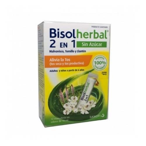 Bisolherbal 2 en 1 malvavisco, tomillo y llanten (12 sobres monodosis 10 ml)