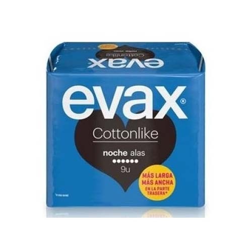 Compresas higienicas femeninas - evax cottonlike (noche con alas  9 compresas)